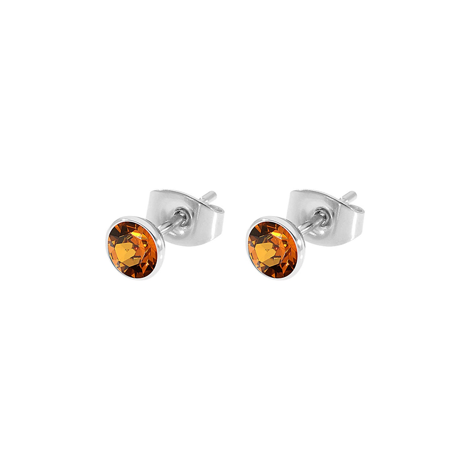 Bottone Ohrstecker 5 mm - Silber light amber