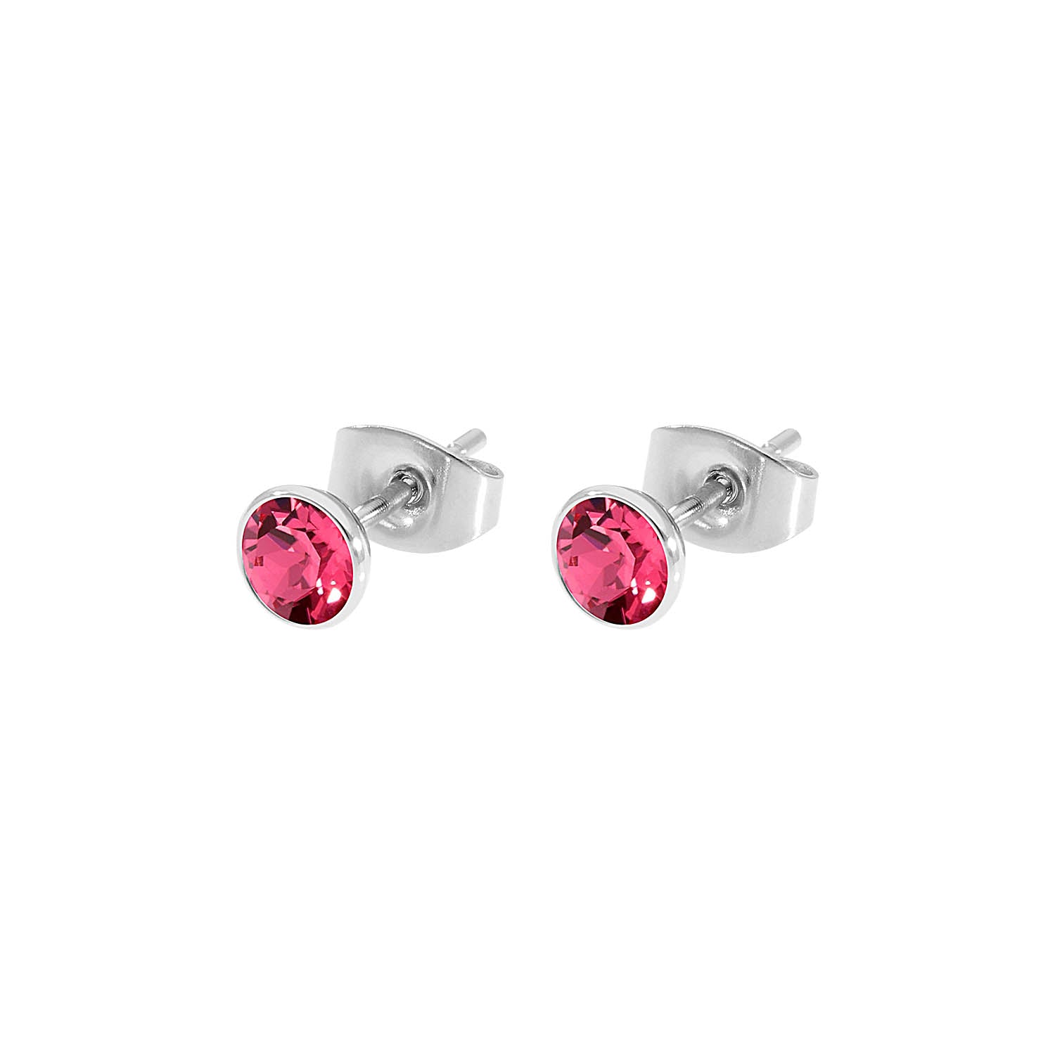 Bottone Ohrstecker 5 mm - Silber indian pink
