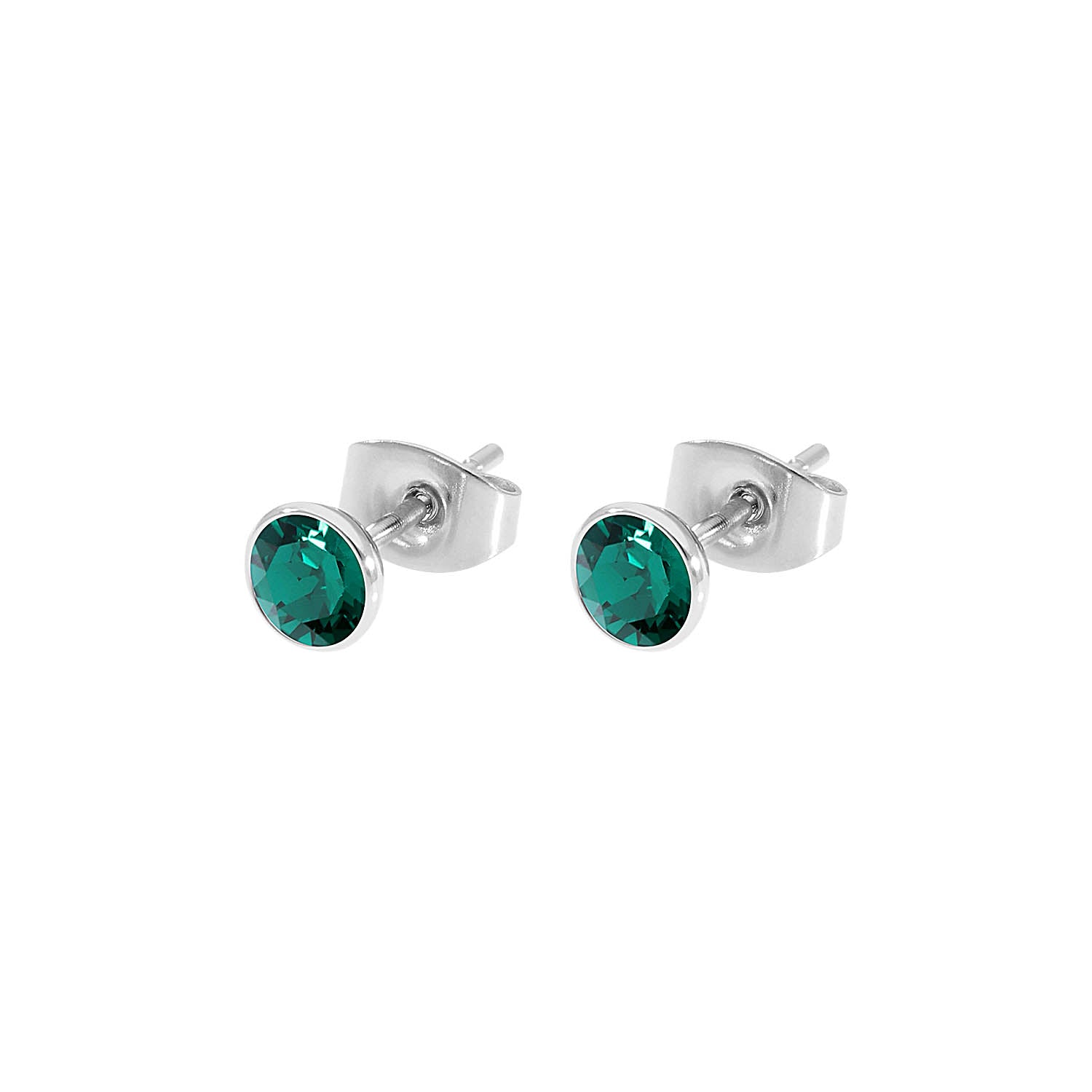 Bottone Ohrstecker 5 mm - Silber emerald