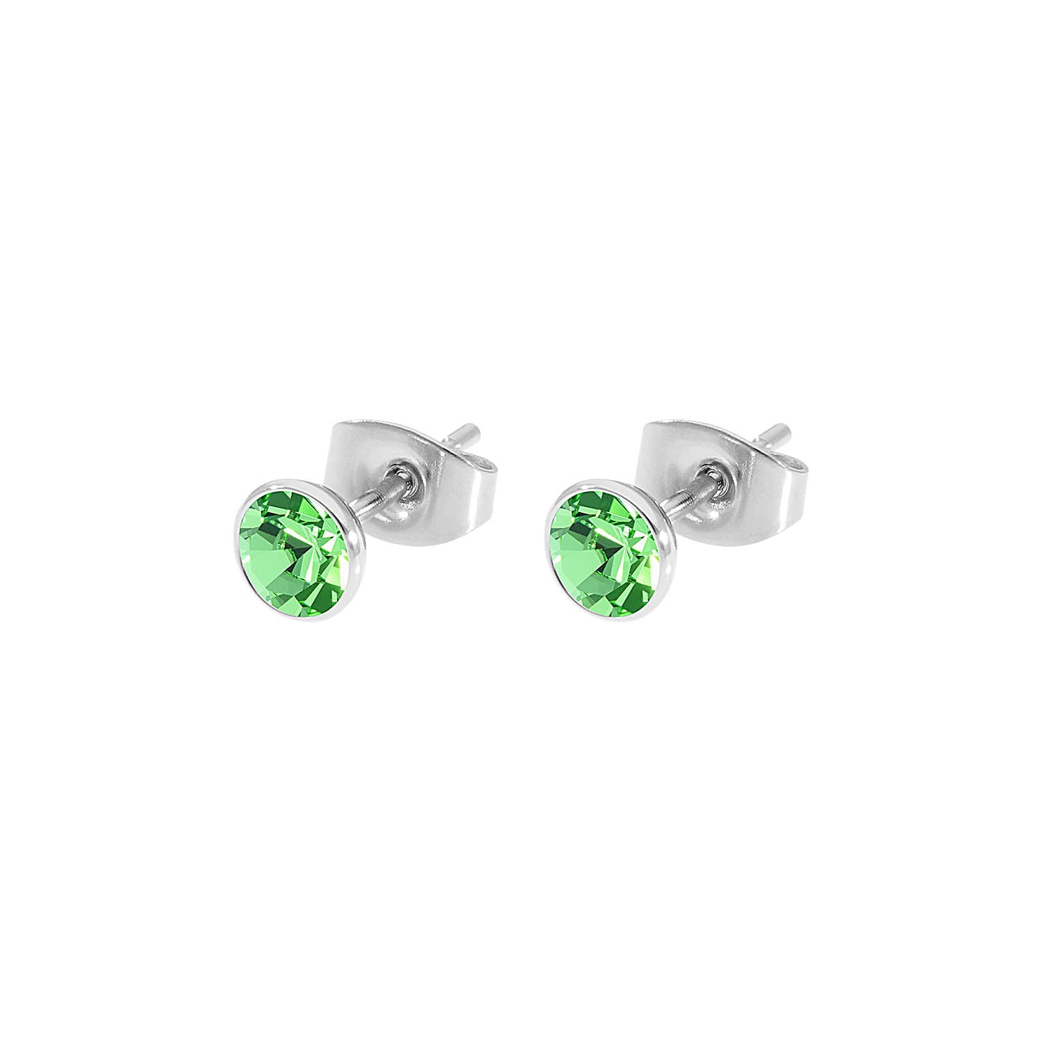 Bottone Ohrstecker 5 mm - Silber peridot