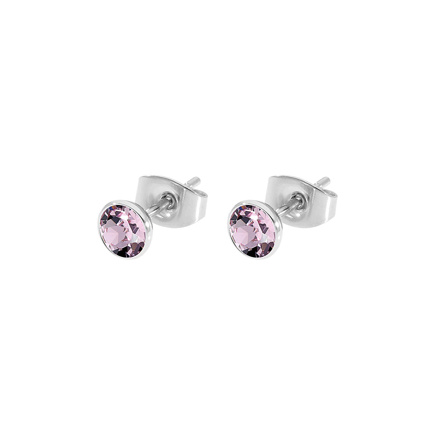 Bottone Ohrstecker 5 mm - Silber light amethyst