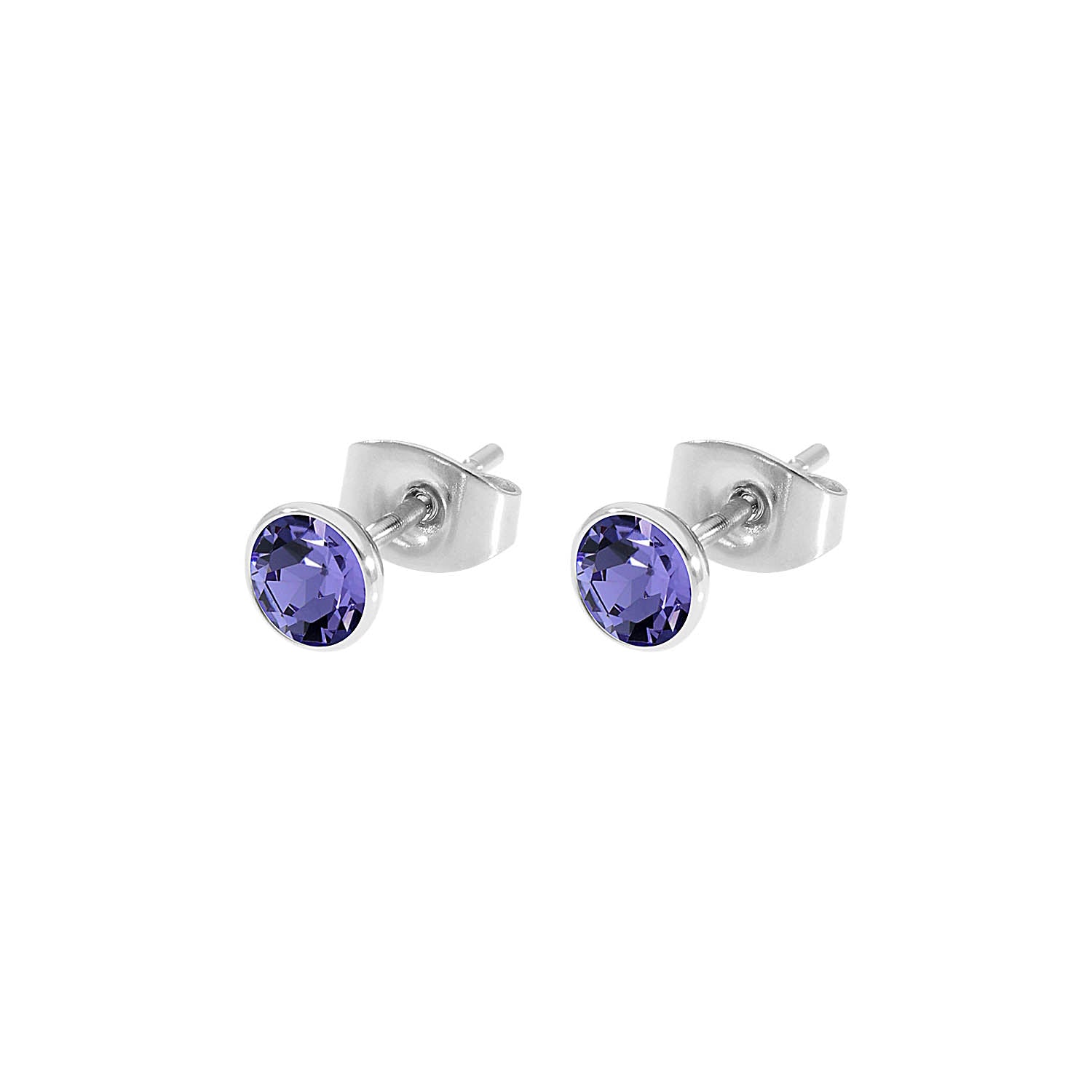 Bottone Ohrstecker 5 mm - Silber tanzanite
