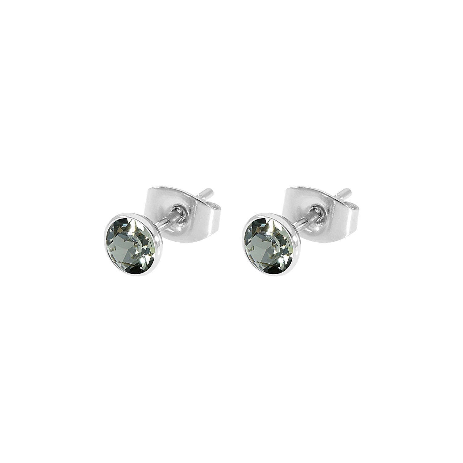 Bottone Ohrstecker 5 mm - Silber black diamond