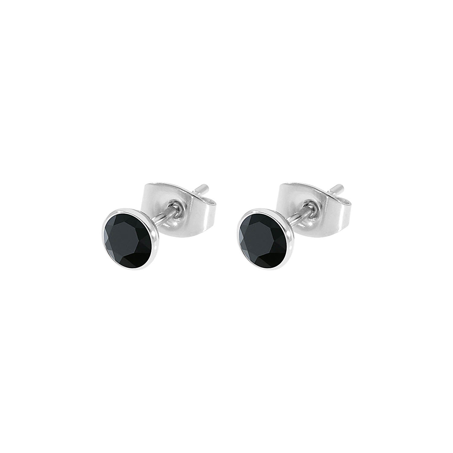 Bottone Ohrstecker 5 mm - Silber jet