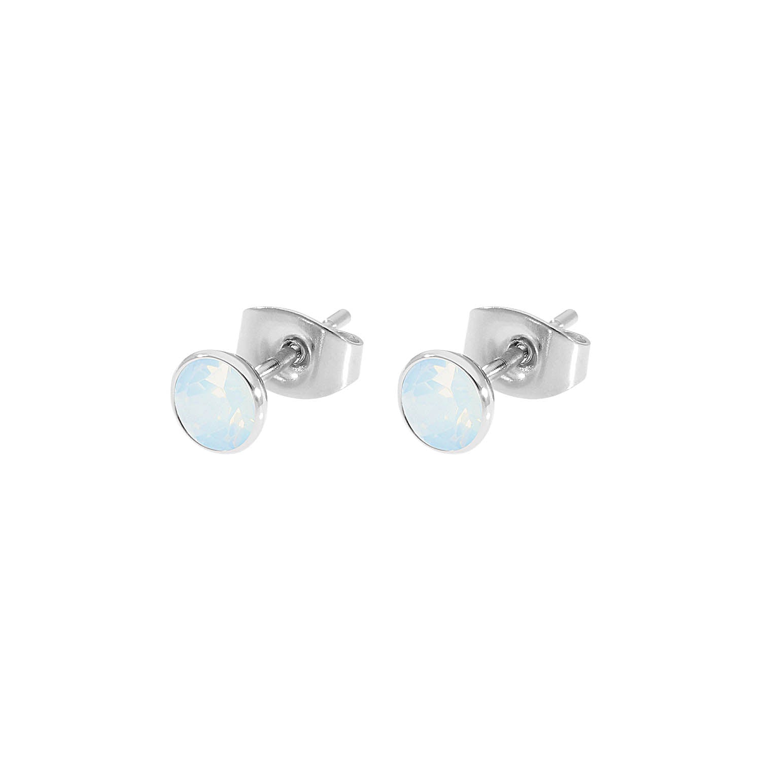 Bottone Ohrstecker 5 mm - Silber white opal