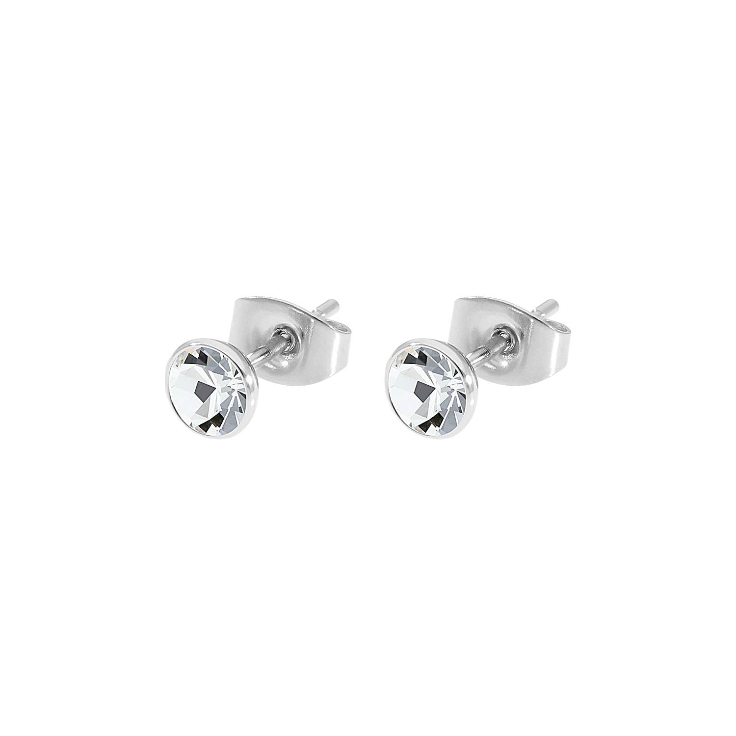 Bottone Ohrstecker 5 mm - Silber crystal