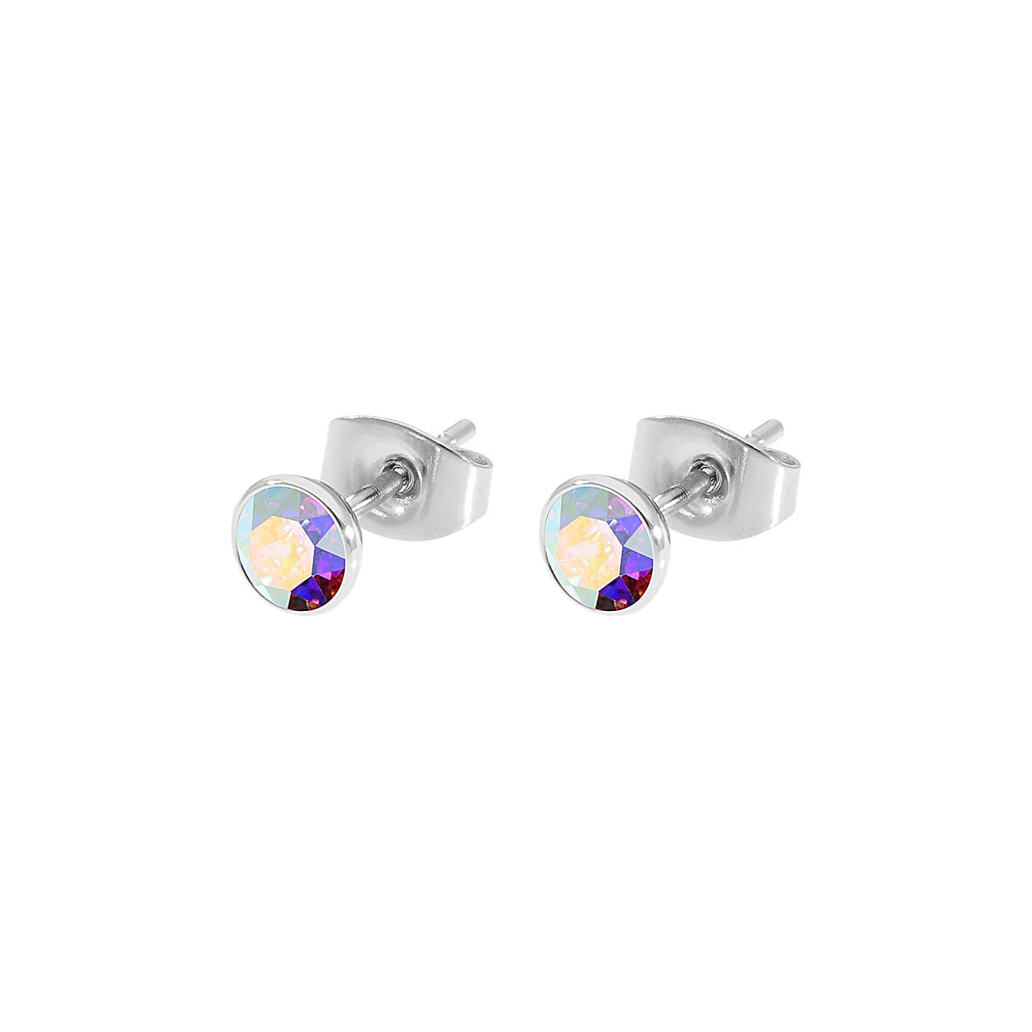 Bottone Ohrstecker 5 mm - Silber crystal aurora boreale