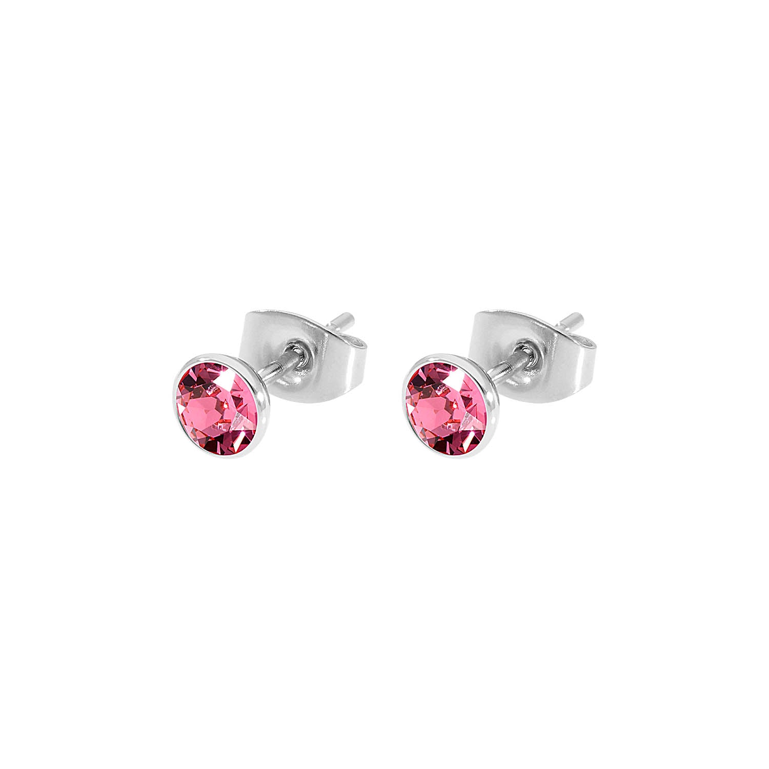 Bottone Ohrstecker 5 mm - Silber rose
