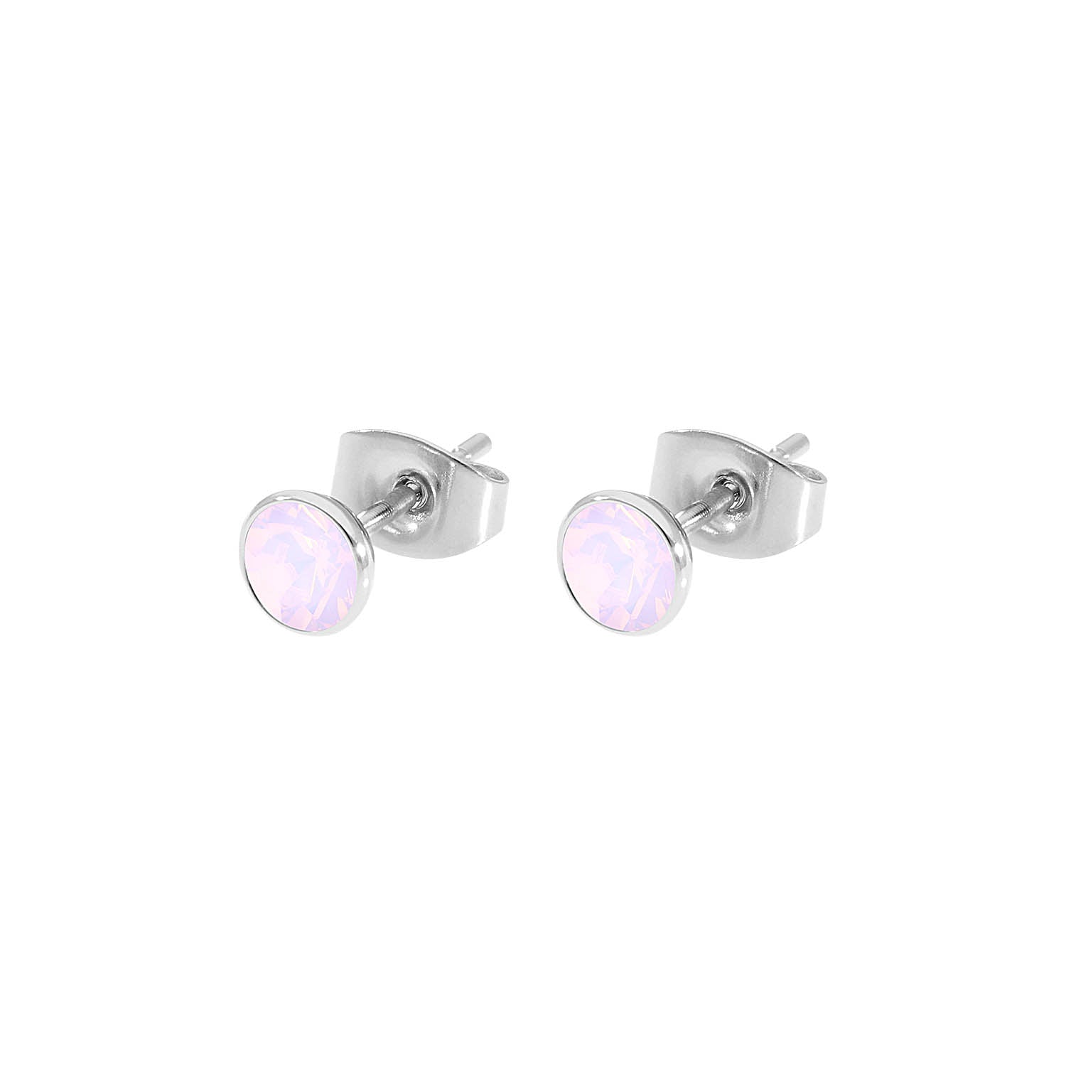 Bottone Ohrstecker 5 mm - Silber rose opal