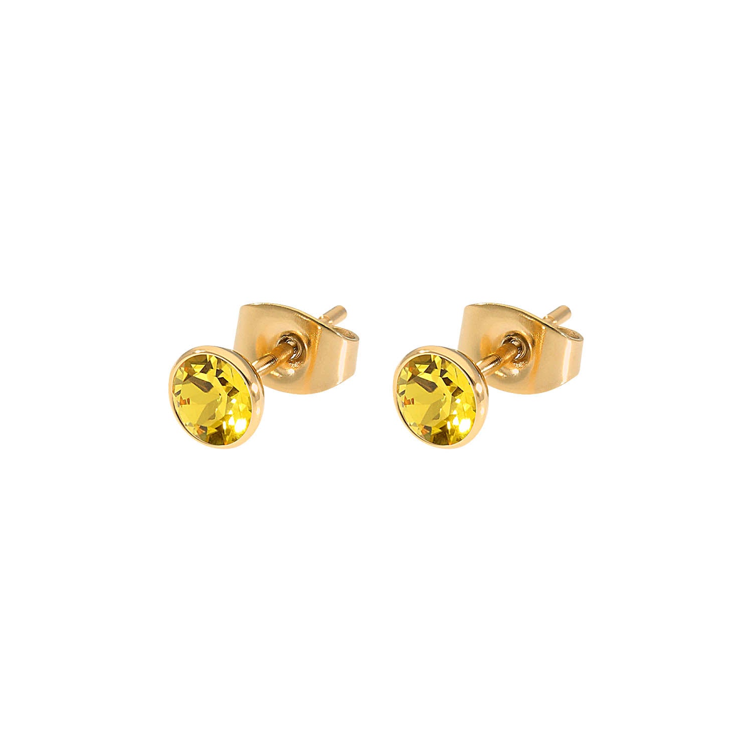 Bottone Ohrstecker 5 mm - Gold sunflower
