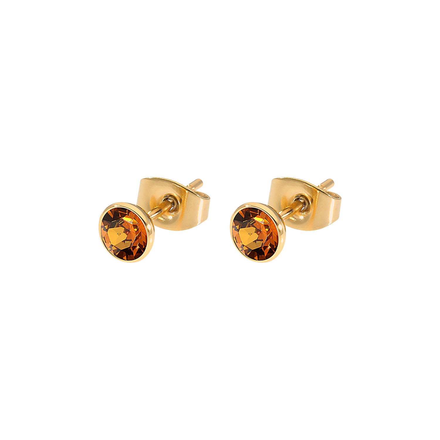 Bottone Ohrstecker 5 mm - Gold light amber