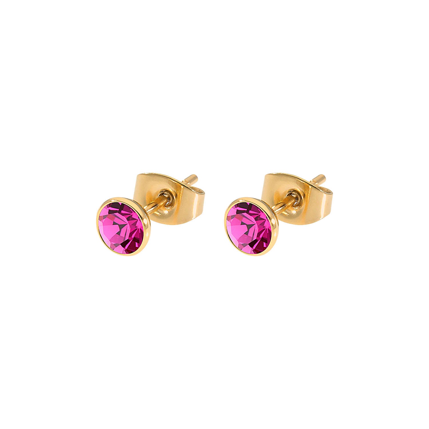 Bottone Ohrstecker 5 mm - Gold fuchsia