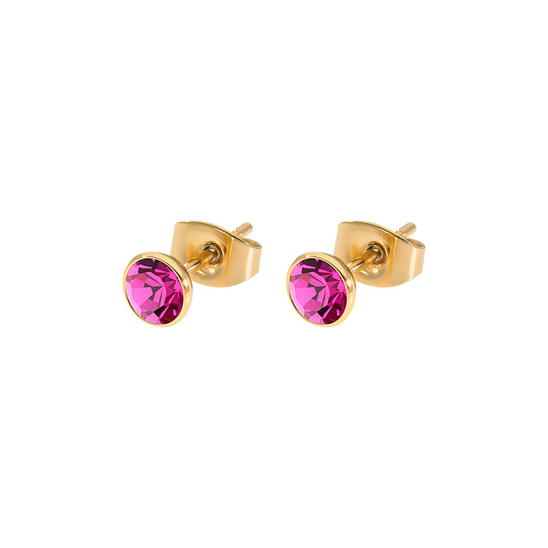 Bottone Ohrstecker 5 mm - Gold fuchsia