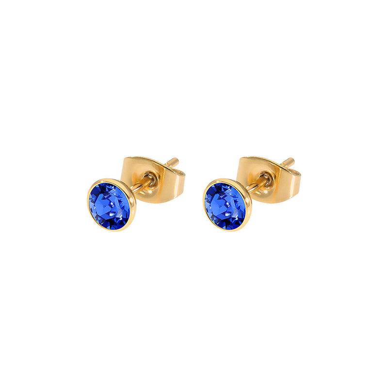 Bottone Ohrstecker 5 mm - Gold sapphire