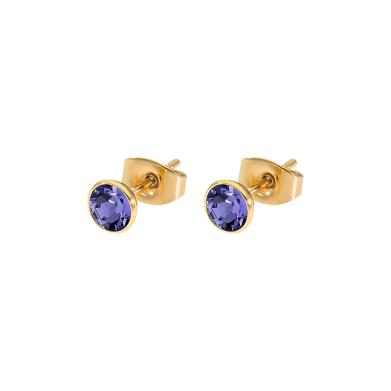 Bottone Ohrstecker 5 mm - Gold tanzanite