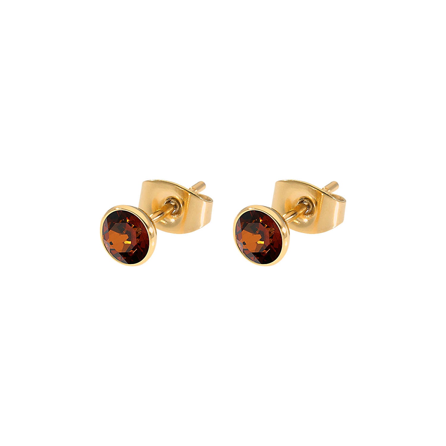 Bottone Ohrstecker 5 mm - Gold smoked amber