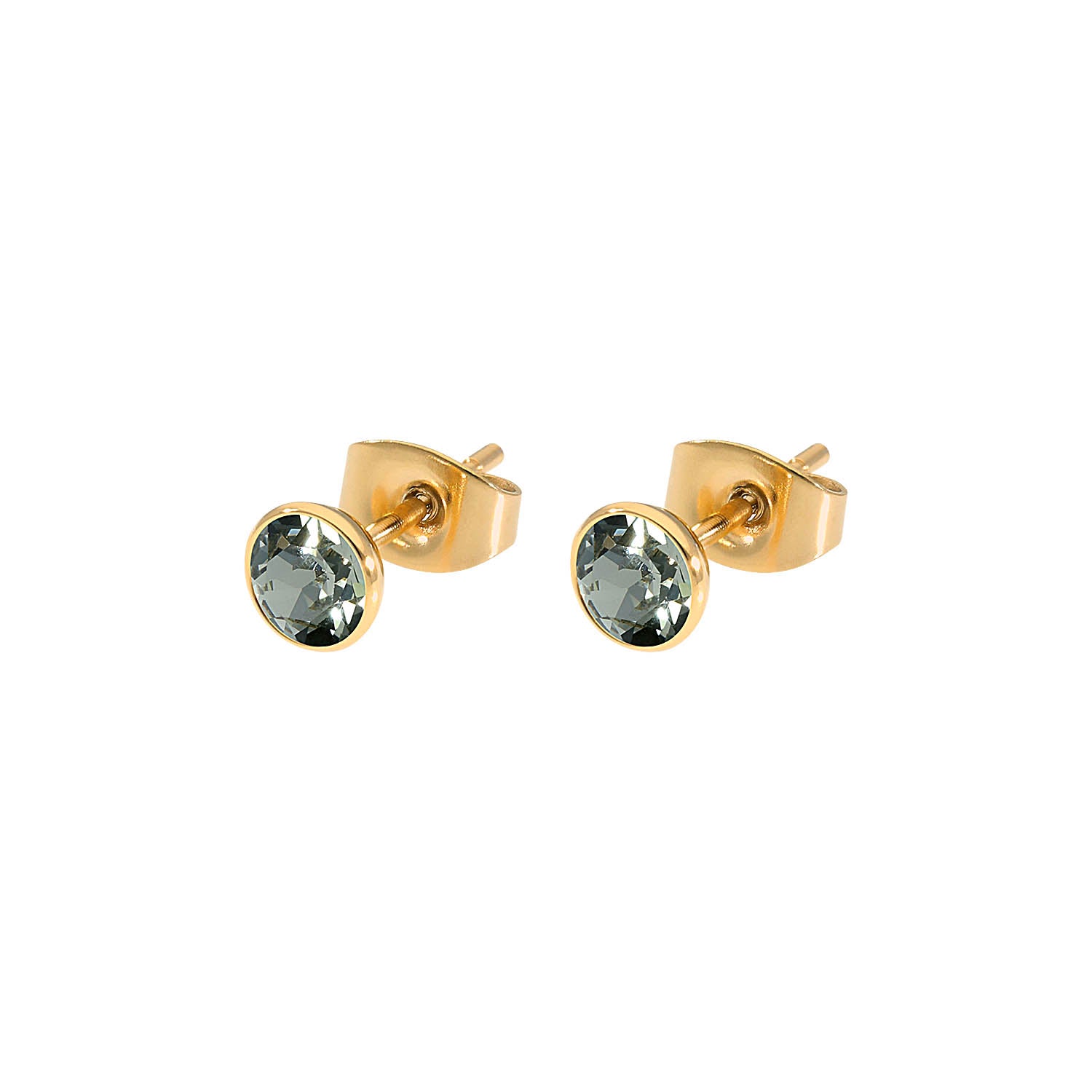 Bottone Ohrstecker 5 mm - Gold black diamond