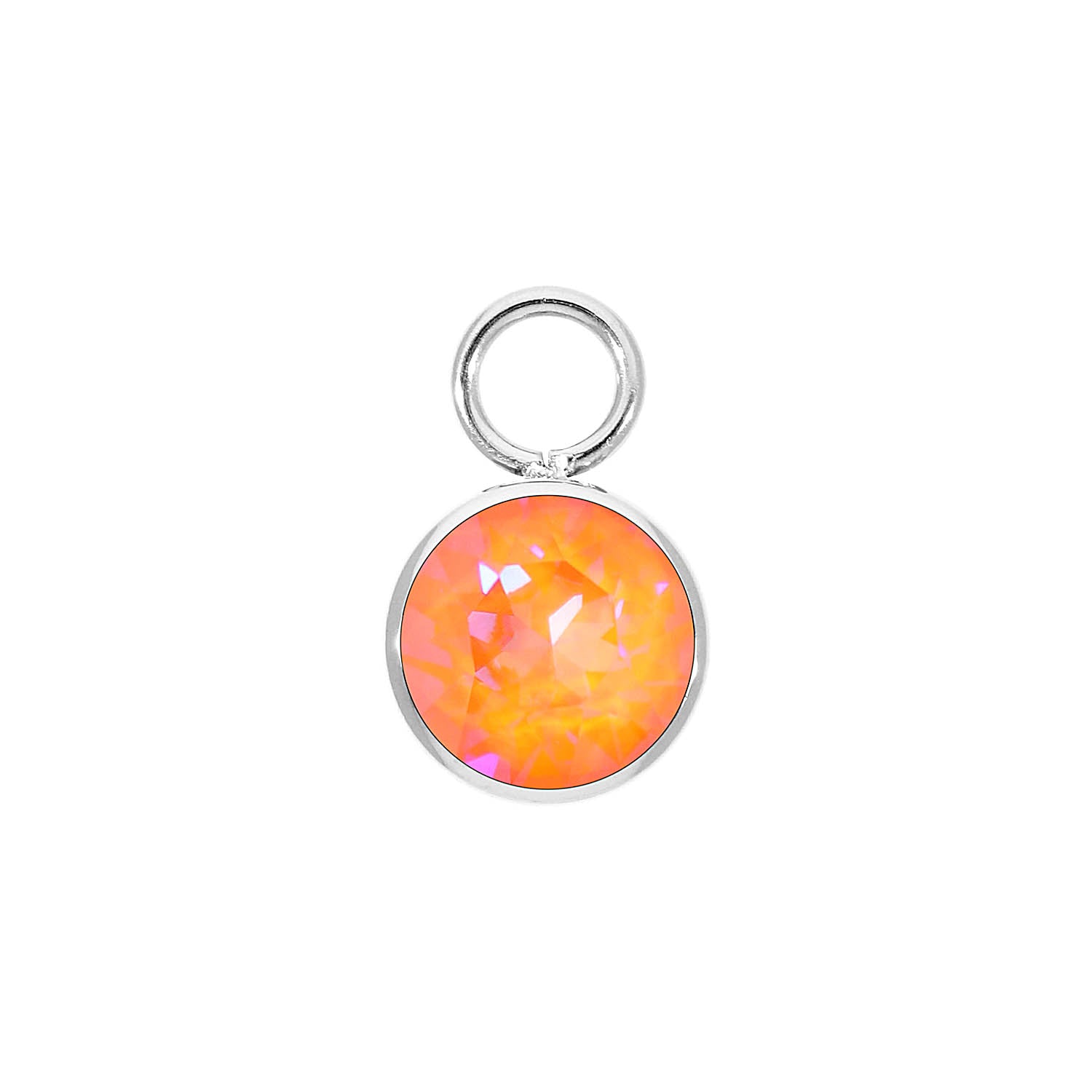 Bottone Charm 10 mm - Silber crystal orange glow delite