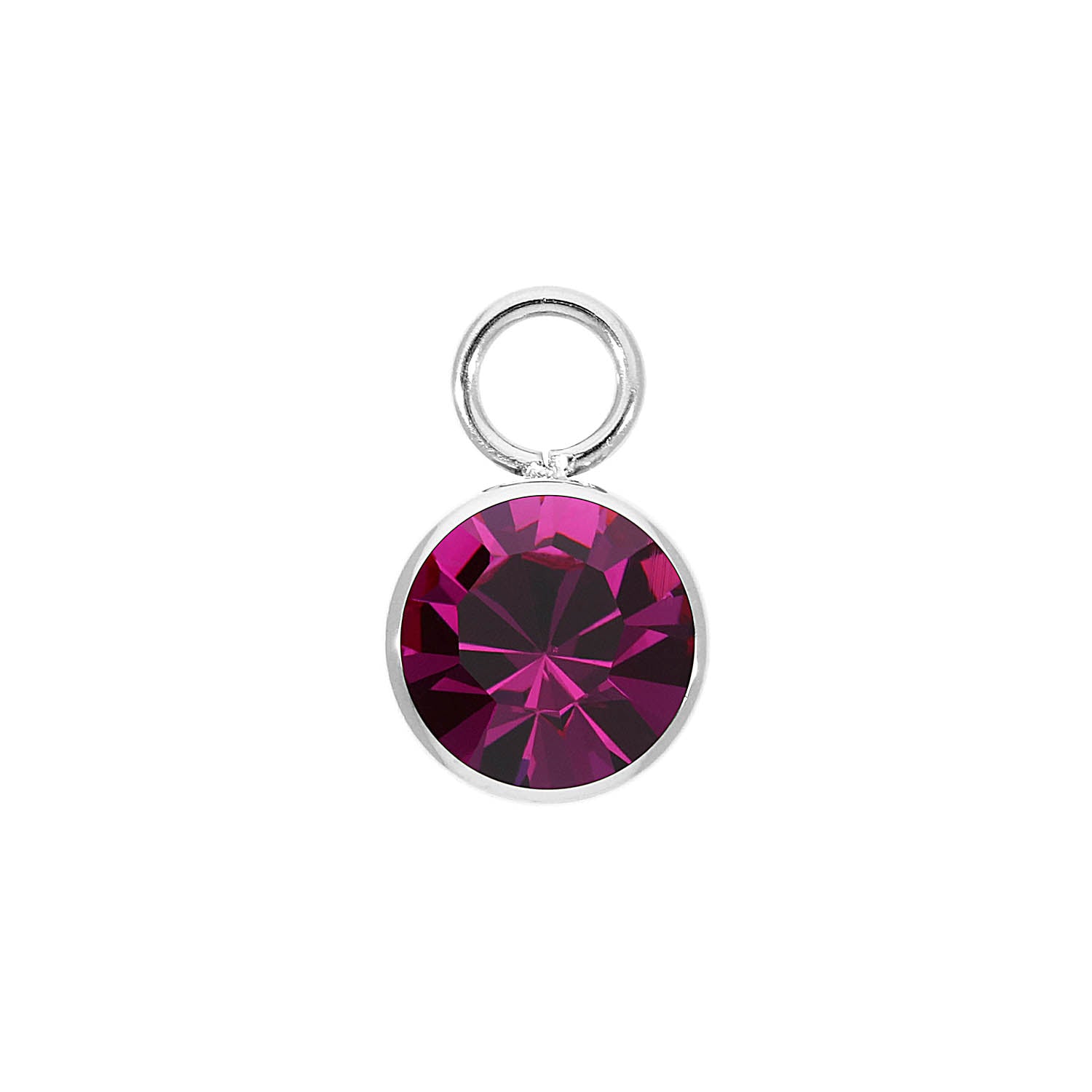 Bottone Charm 10 mm - Silber fuchsia