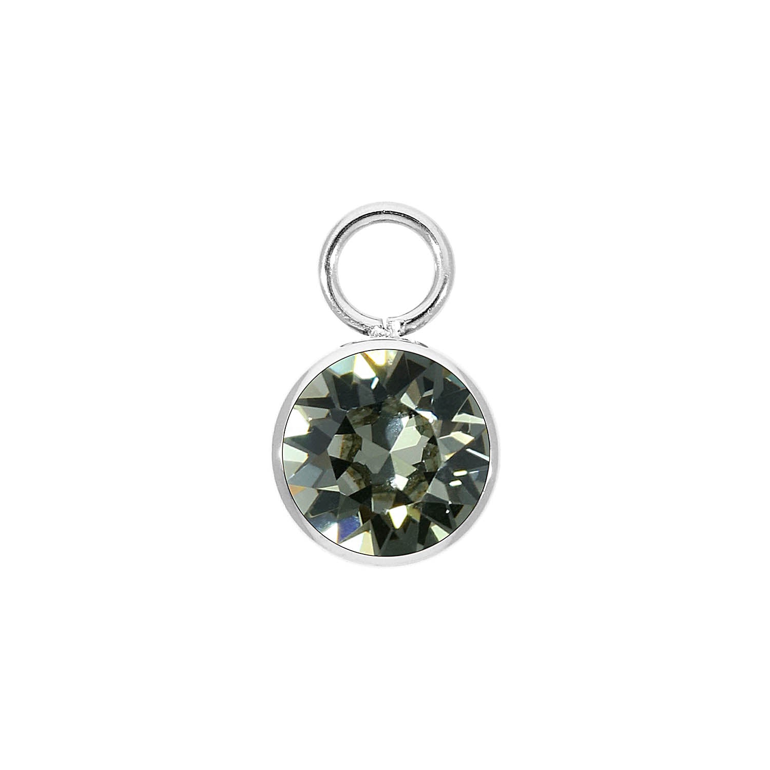 Bottone Charm 10 mm - Silber black diamond