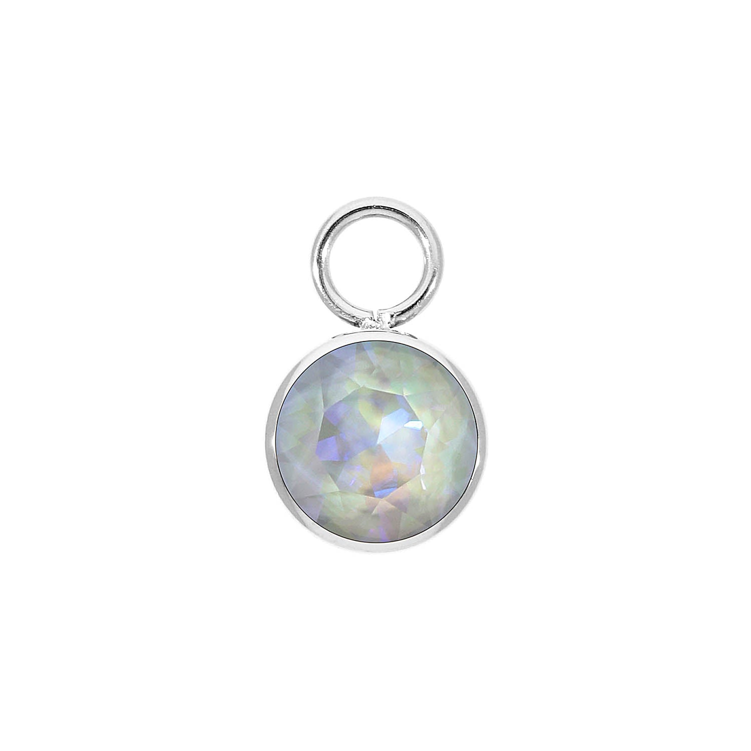 Bottone Charm 10 mm - Silber Crystal Serene Gray Delite