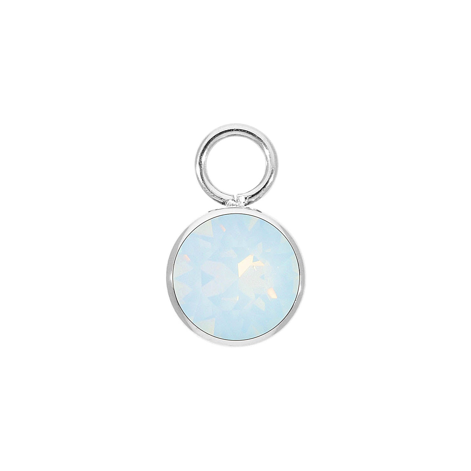 Bottone Charm 10 mm - Silber white opal