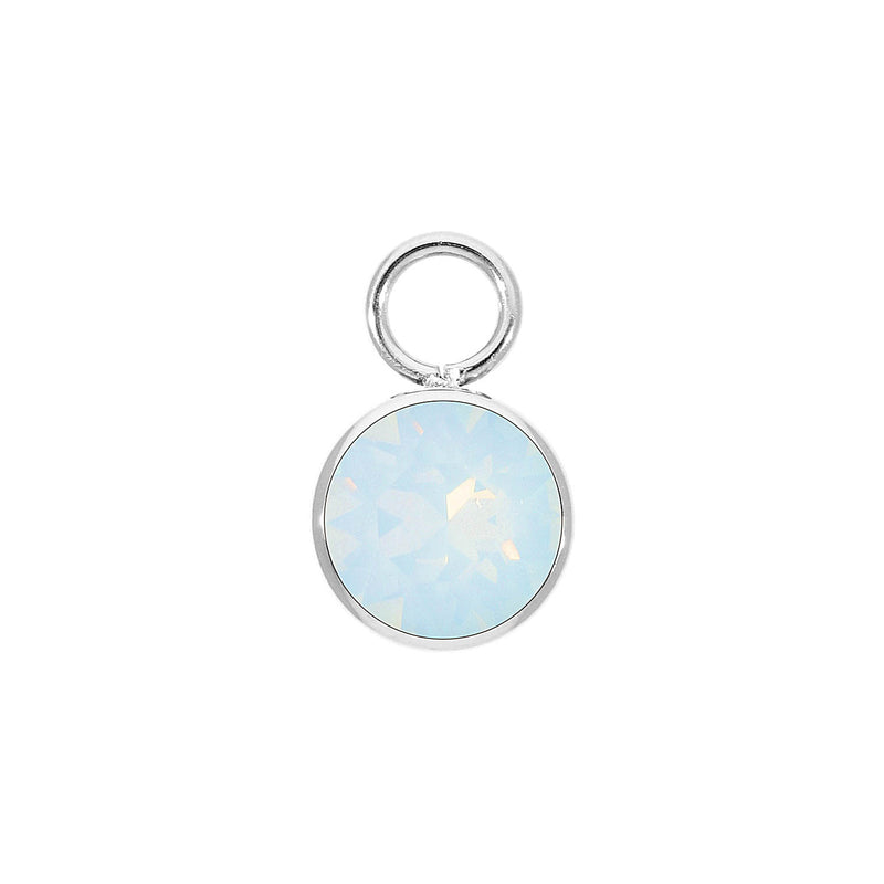 Bottone Charm 10 mm - Silber white opal
