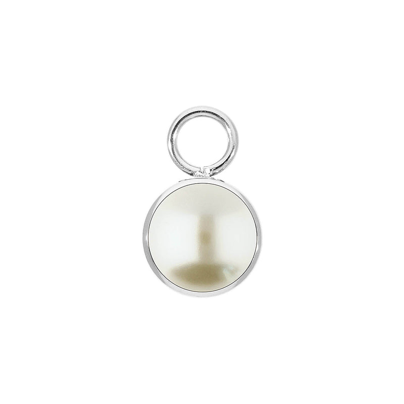 Bottone Charm 10 mm - Silber cream pearl