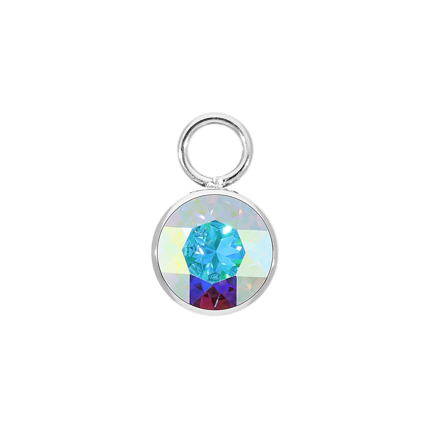 Bottone Charm 10 mm - Silber crystal aurora boreale