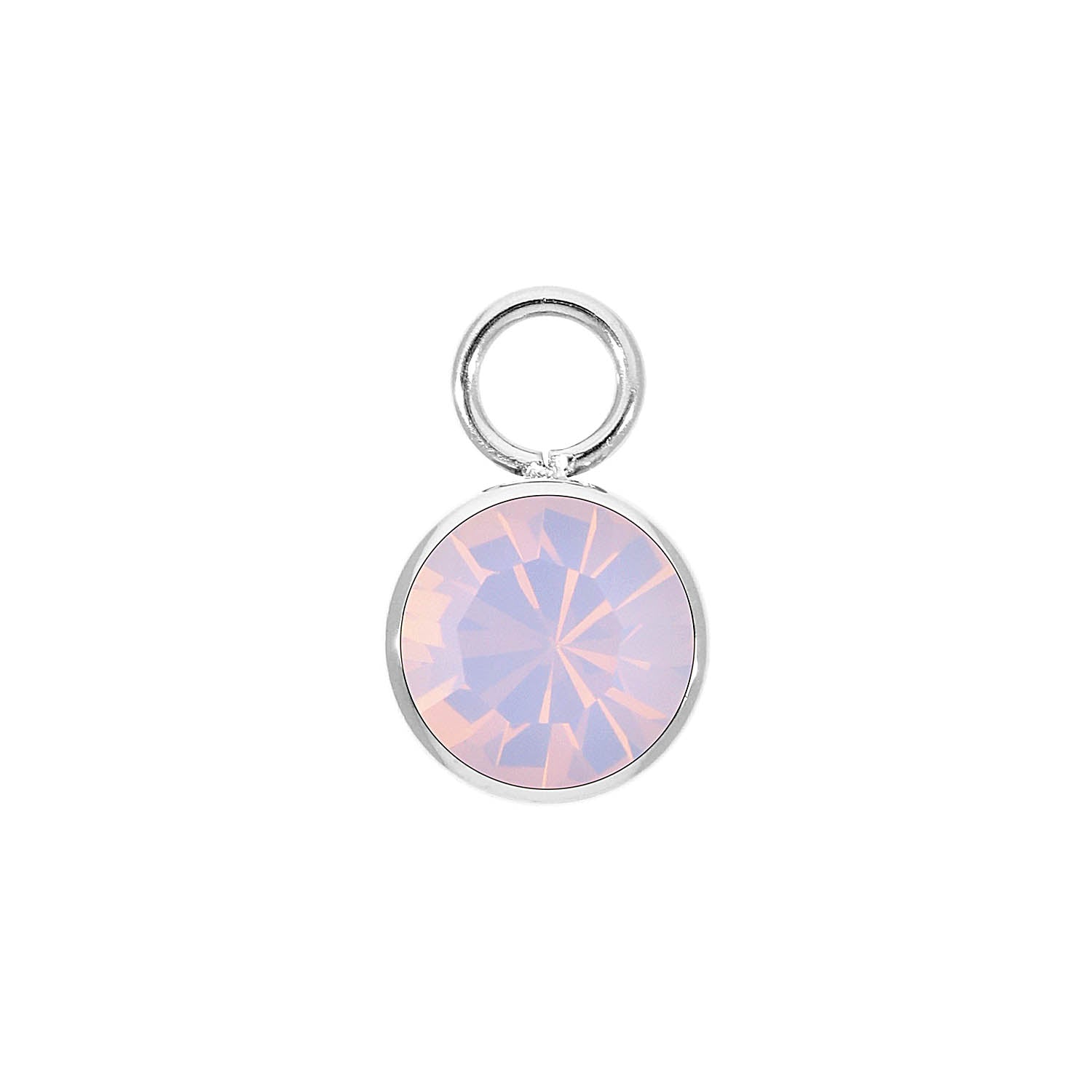 Bottone Charm 10 mm - Silber rose opal