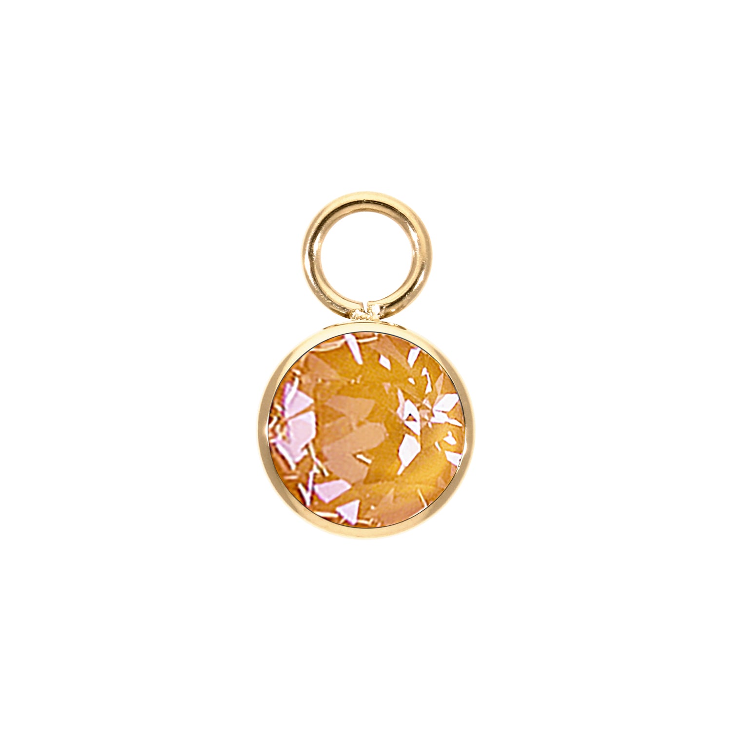 Bottone Charm 10 mm - Gold Crystal Mango Ignite