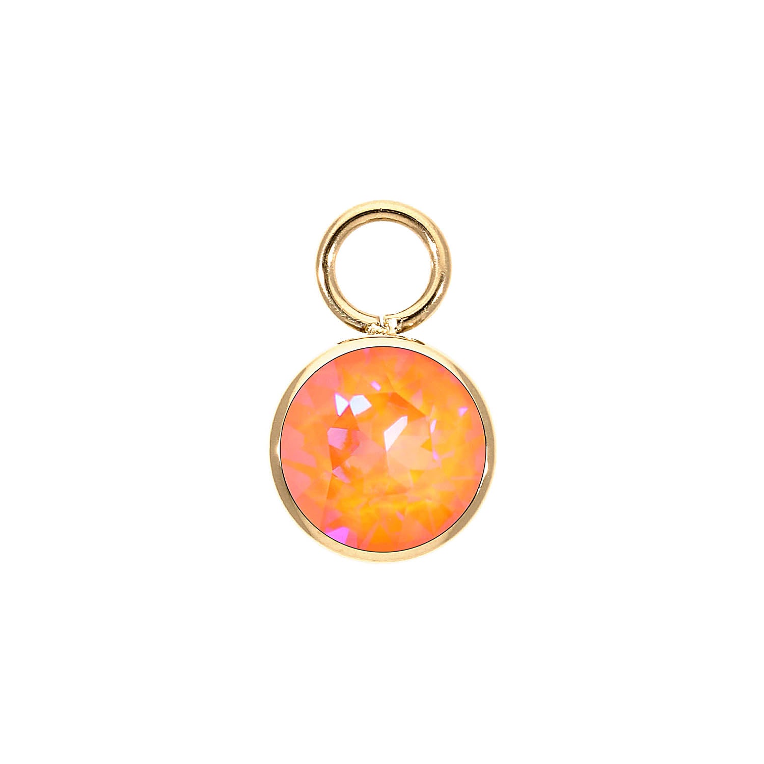 Bottone Charm 10 mm - Gold crystal orange glow delite