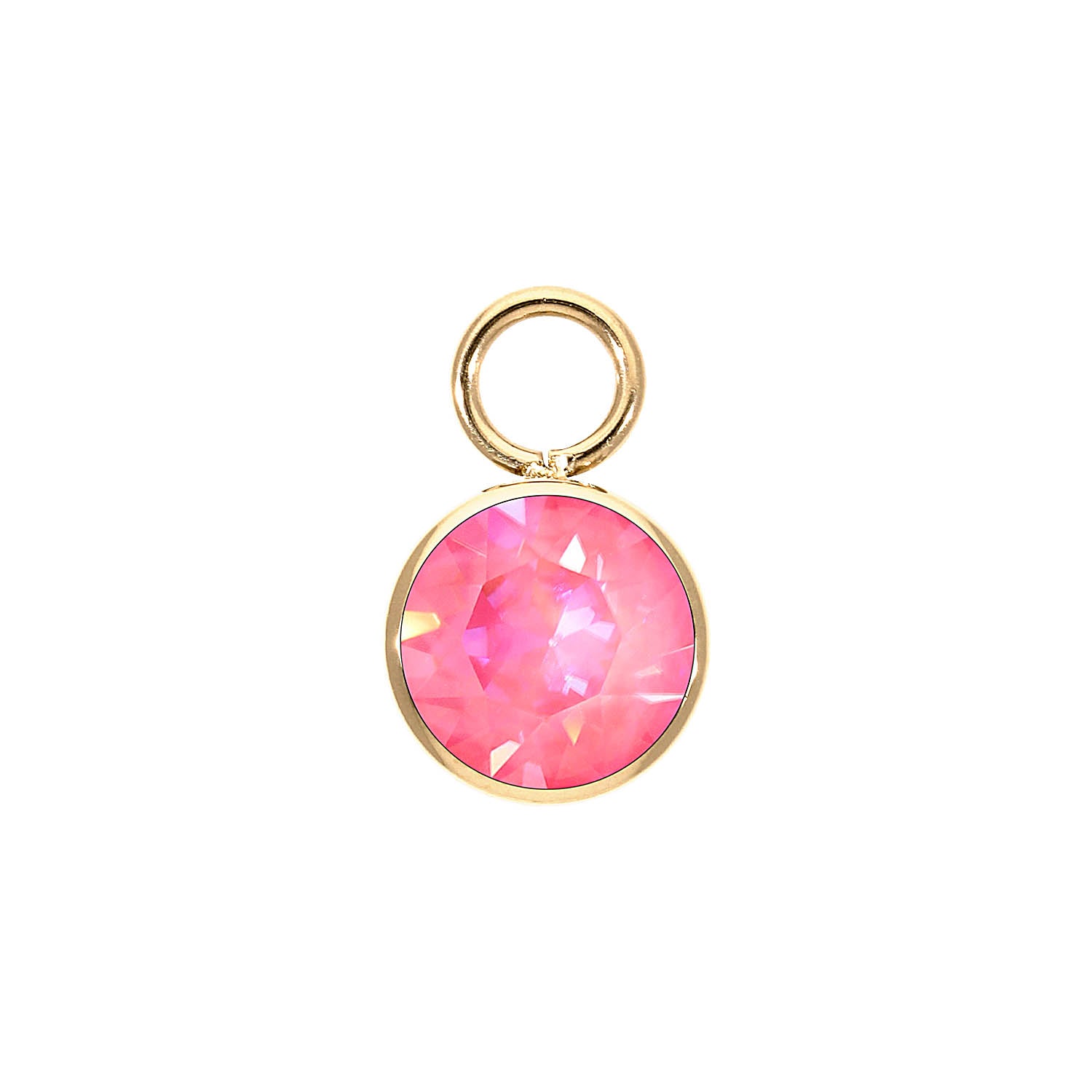 Bottone Charm 10 mm - Gold lotus pink delite