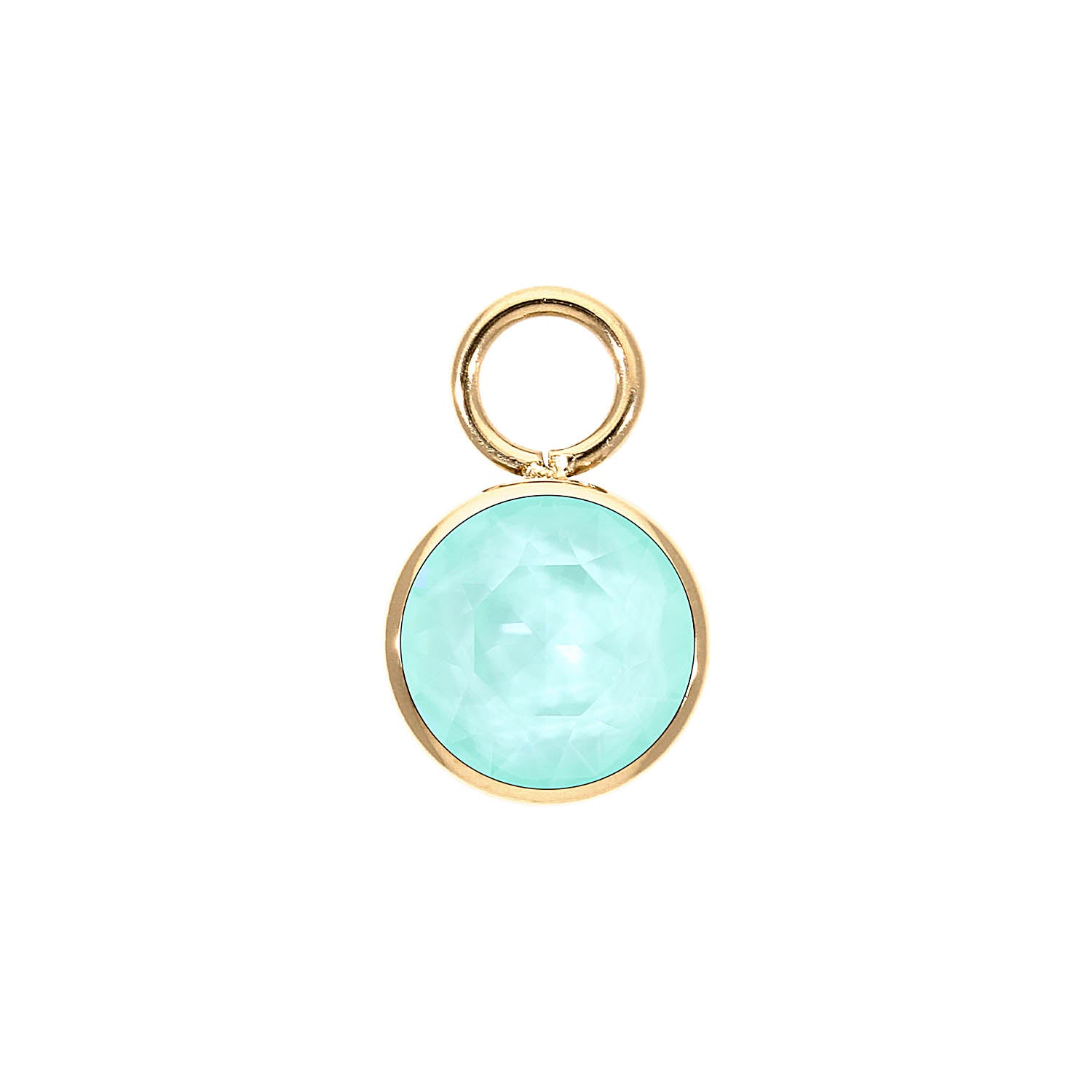 Bottone Charm 10 mm - Gold crystal soft mint ignite