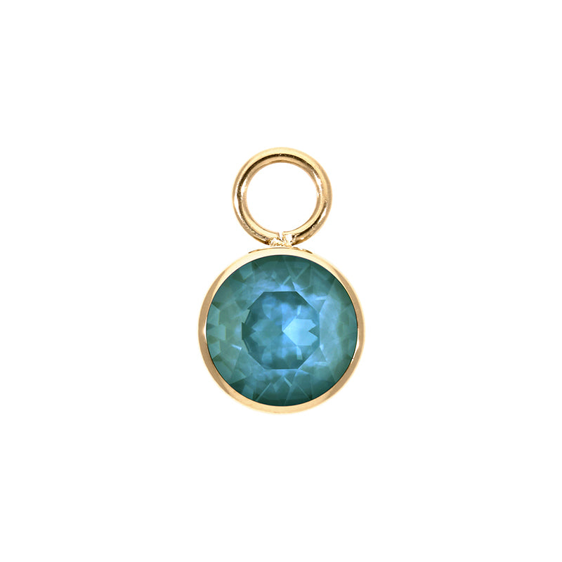 Bottone Charm 10 mm - Gold Crystal Pine Green Ignite
