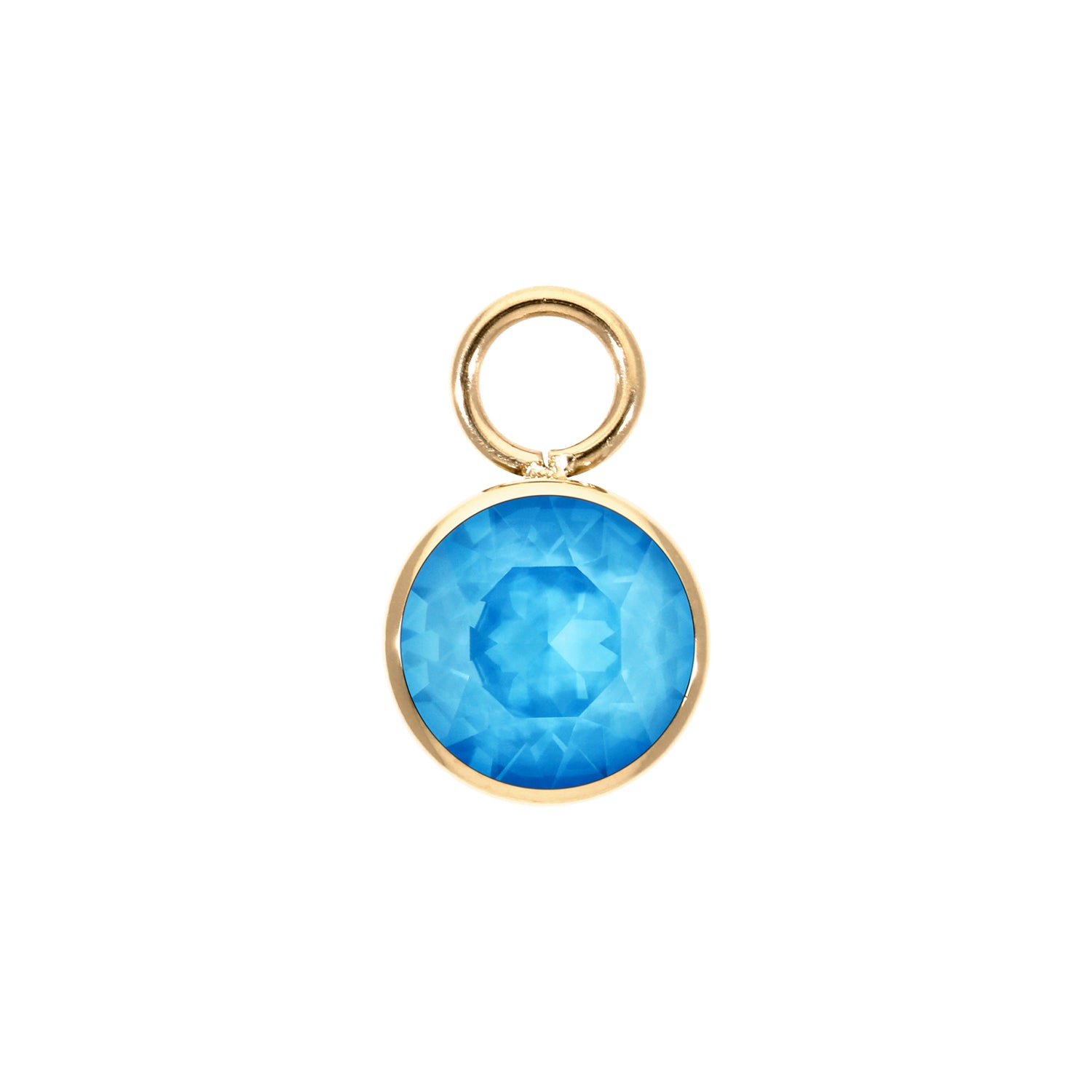 Bottone Charm 10 mm - Gold Crystal Electric Blue Ignite