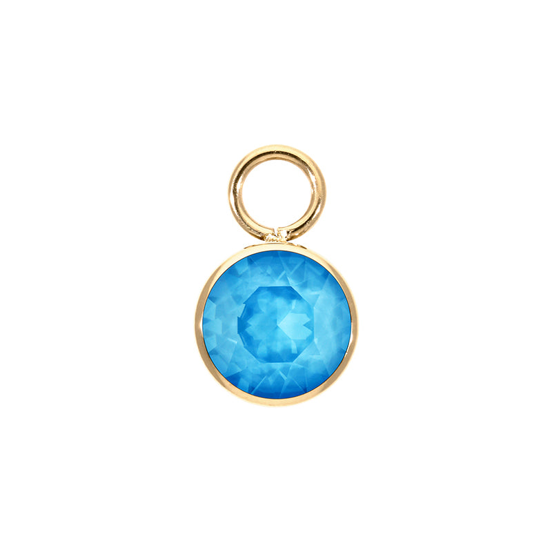 Bottone Charm 10 mm - Gold Crystal Electric Blue Ignite