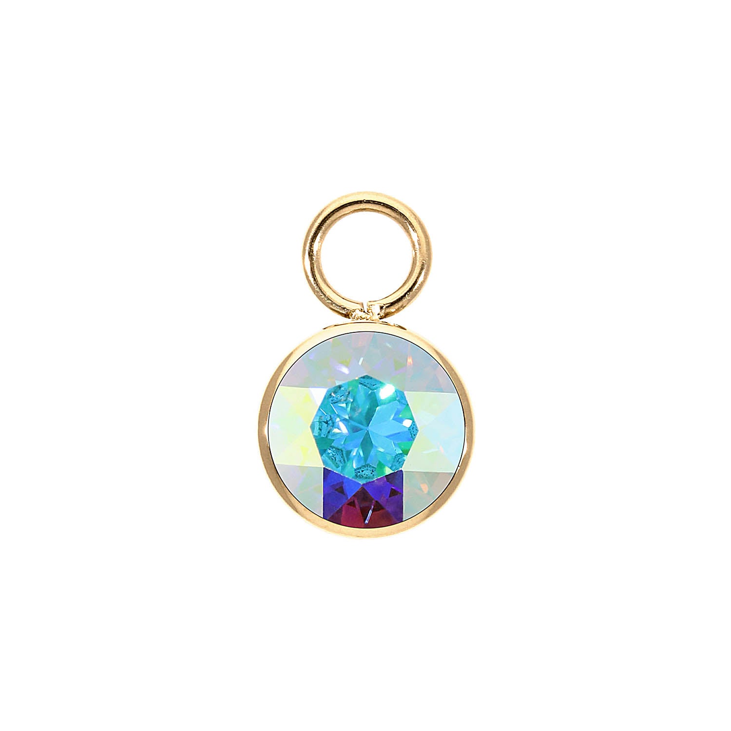 Bottone Charm 10 mm - Gold crystal aurora boreale