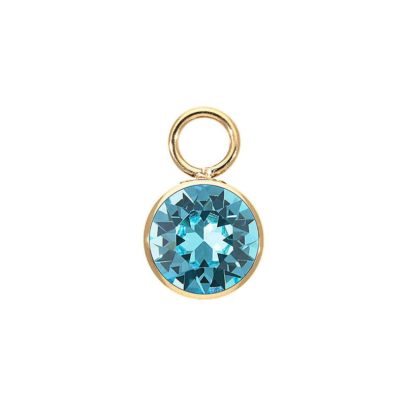 Bottone Charm 10 mm - Gold Light Turquoise