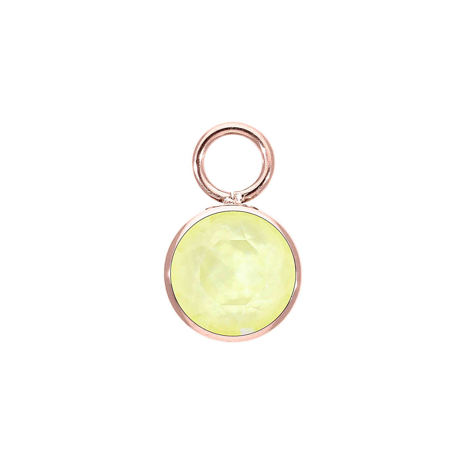 Bottone Charm 10 mm - Roségold crystal soft yellow ignite