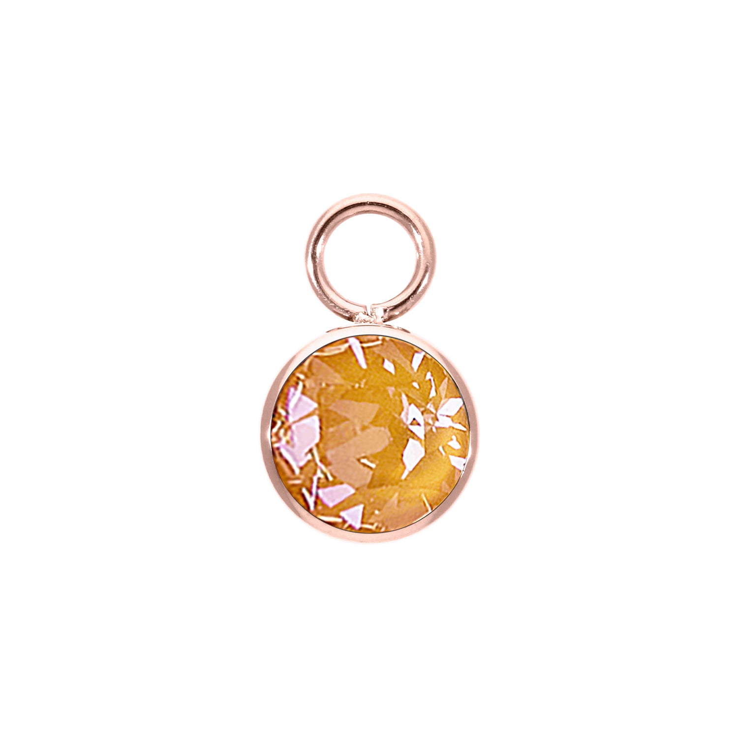 Bottone Charm 10 mm - Roségold Crystal Mango Ignite