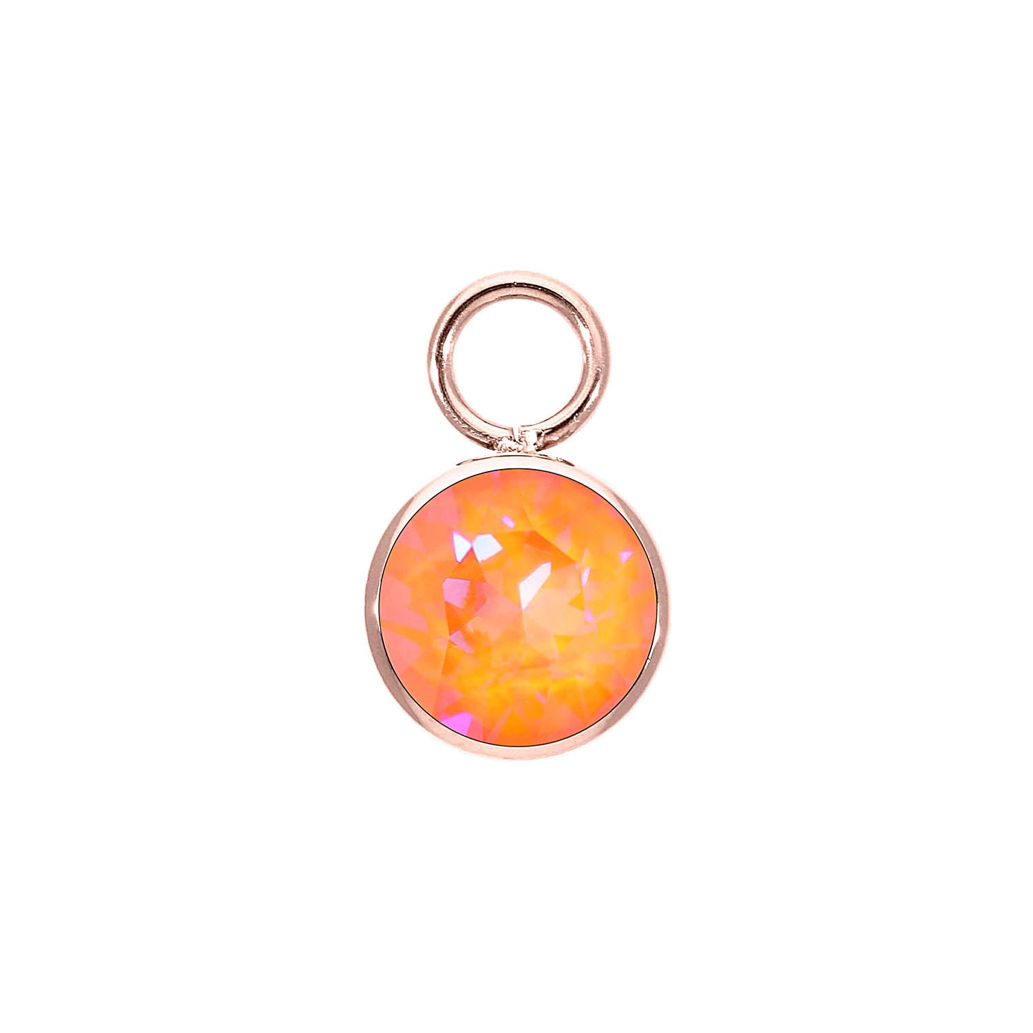 Bottone Charm 10 mm - Roségold crystal orange glow delite