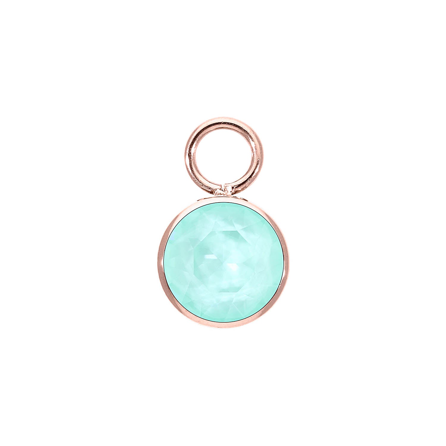 Bottone Charm 10 mm - Roségold crystal soft mint ignite