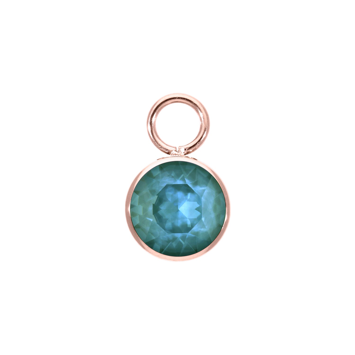 Bottone Charm 10 mm - Roségold Crystal Pine Green Ignite