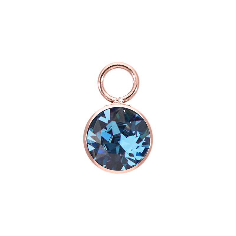 Bottone Charm 10 mm - Roségold Denim Blue
