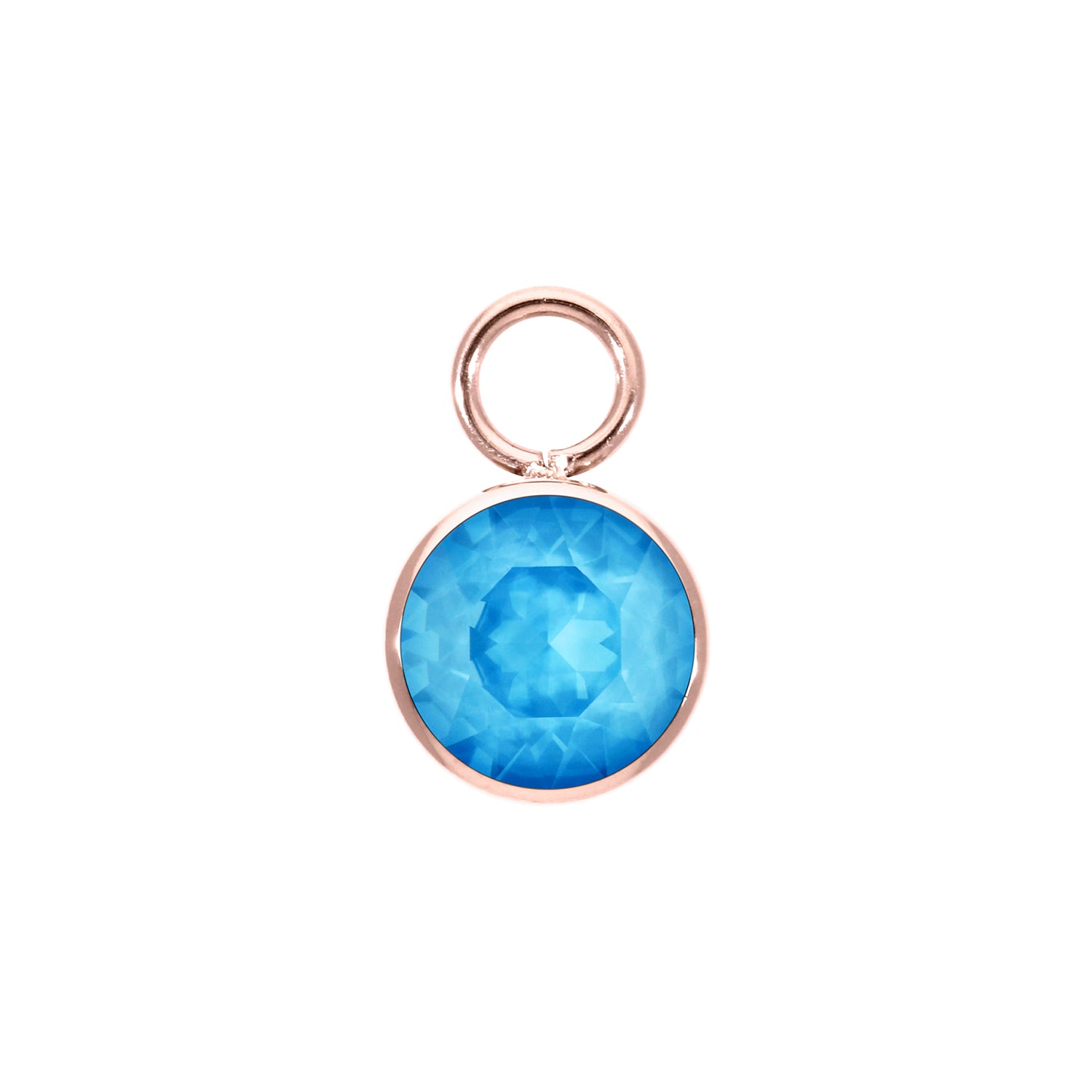 Bottone Charm 10 mm - Roségold Crystal Electric Blue Ignite