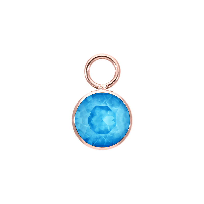 Bottone Charm 10 mm - Roségold Crystal Electric Blue Ignite