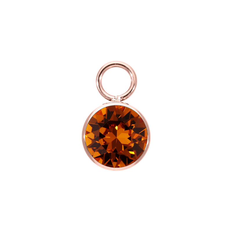 Bottone Charm 10 mm - Roségold Smoked Topaz