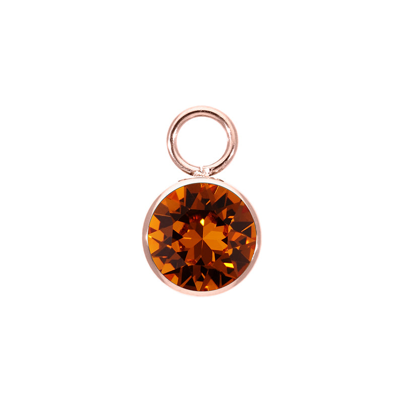 Bottone Charm 10 mm - Roségold Smoked Topaz