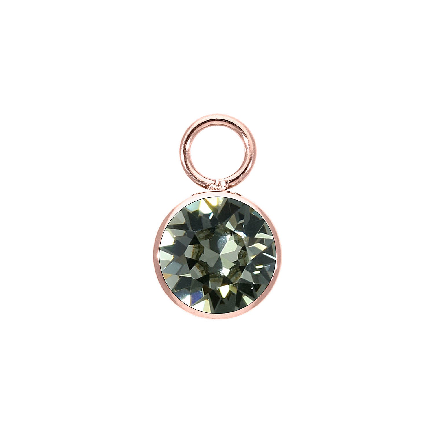 Bottone Charm 10 mm - Roségold black diamond